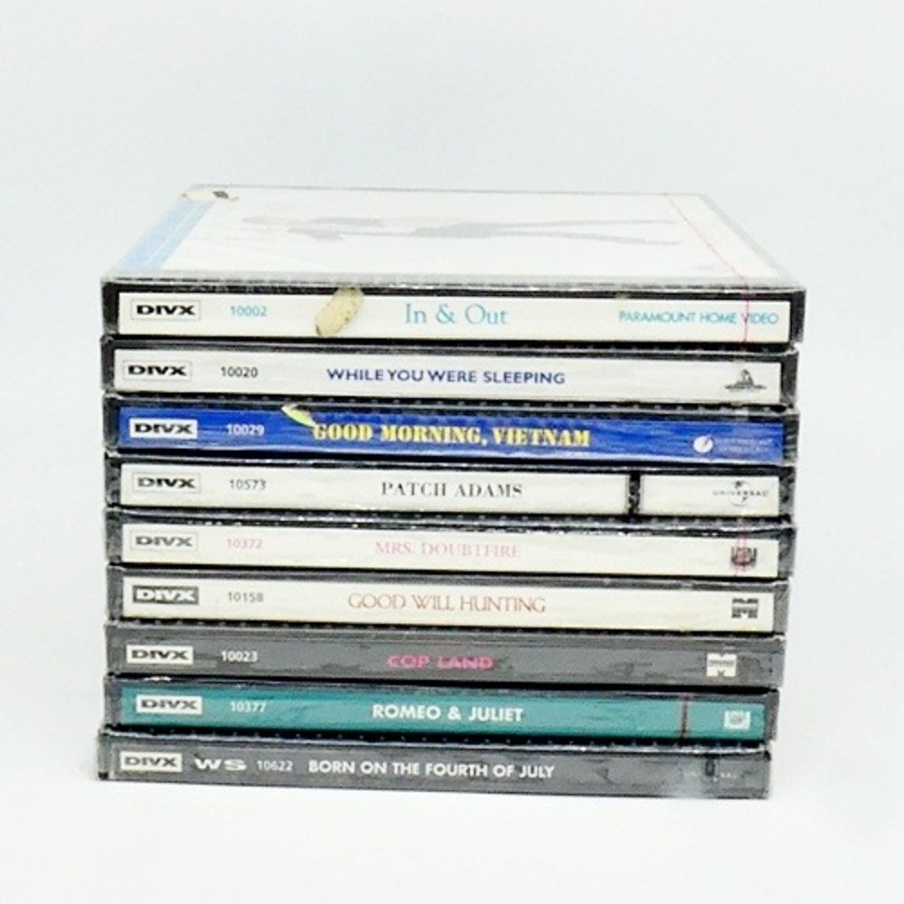 Divx Movie Bundle, Lot of 9 New Sealed Movies Robin Williams Tom Cruise Stallone